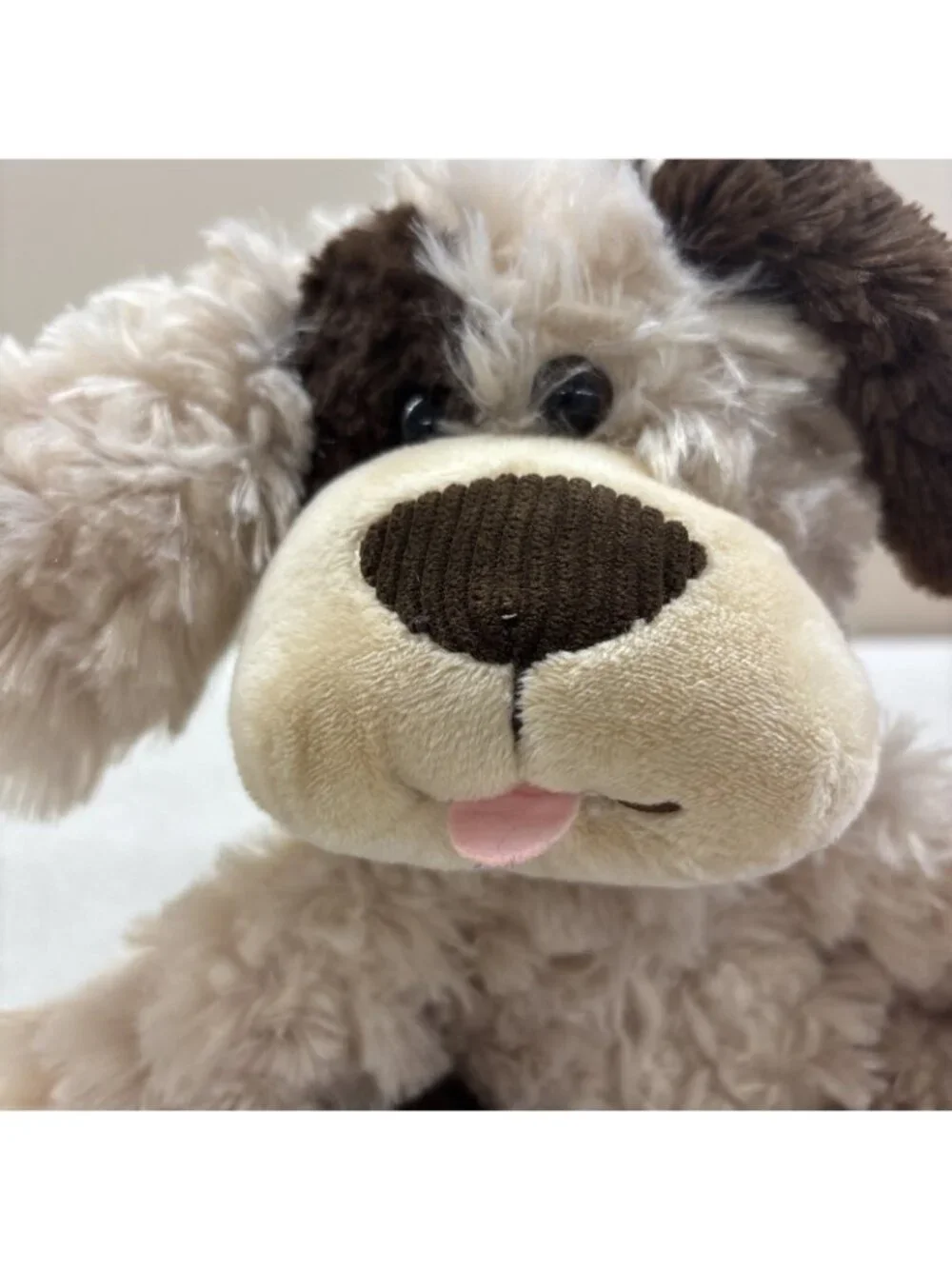 White & Brown Dog Plush Stuffed Animal Puppy Floppy Ears Soft Toy